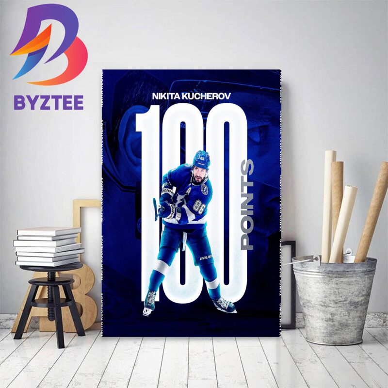 Nikita Kucherov 100 Points In NHL Decor Poster Canvas Byztee