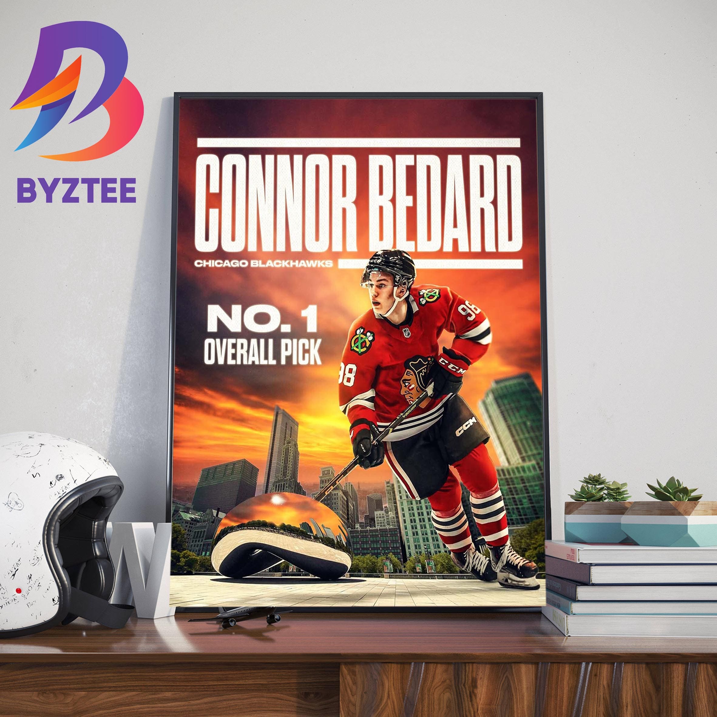 Bleachers Sports Music & Framing — Connor Bedard Chicago Blackhawks 16x20  Photo - Professionally Framed and 2023 Number One Draft Pick