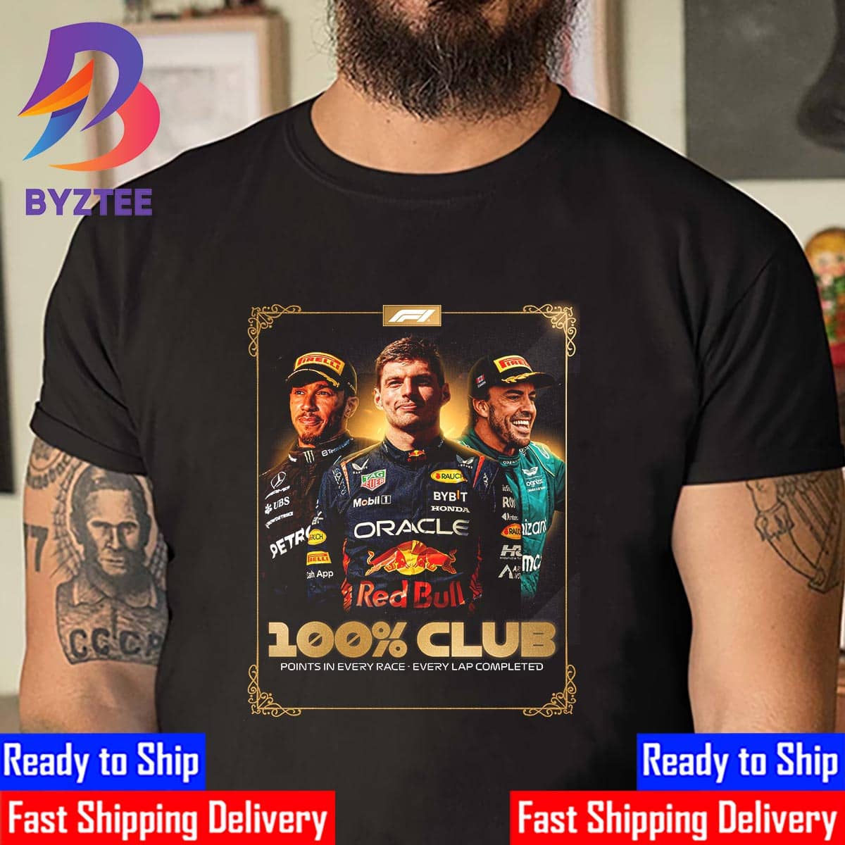 Formula 1 Max Verstappen Lewis Hamilton And Fernando Alonso 100% Club  Points In Every Race Every La Completed Shirt - Mugteeco