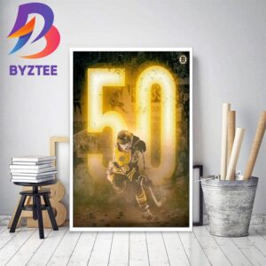 Boston Bruins David Pastrnak 50 Goals In NHL Decor Poster Canvas