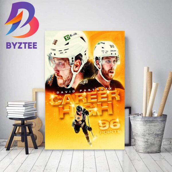 Boston Bruins David Pastrnak Hits A Career High 96 Points In NHL Decor Poster Canvas