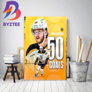 David Pastrnak 50 Goals With Boston Bruins In NHL Decor Poster Canvas