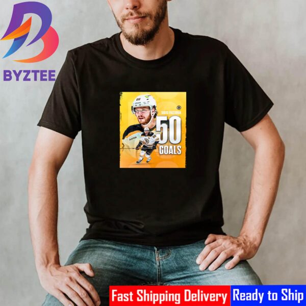 David Pastrnak 50 Goals With Boston Bruins In NHL Shirt