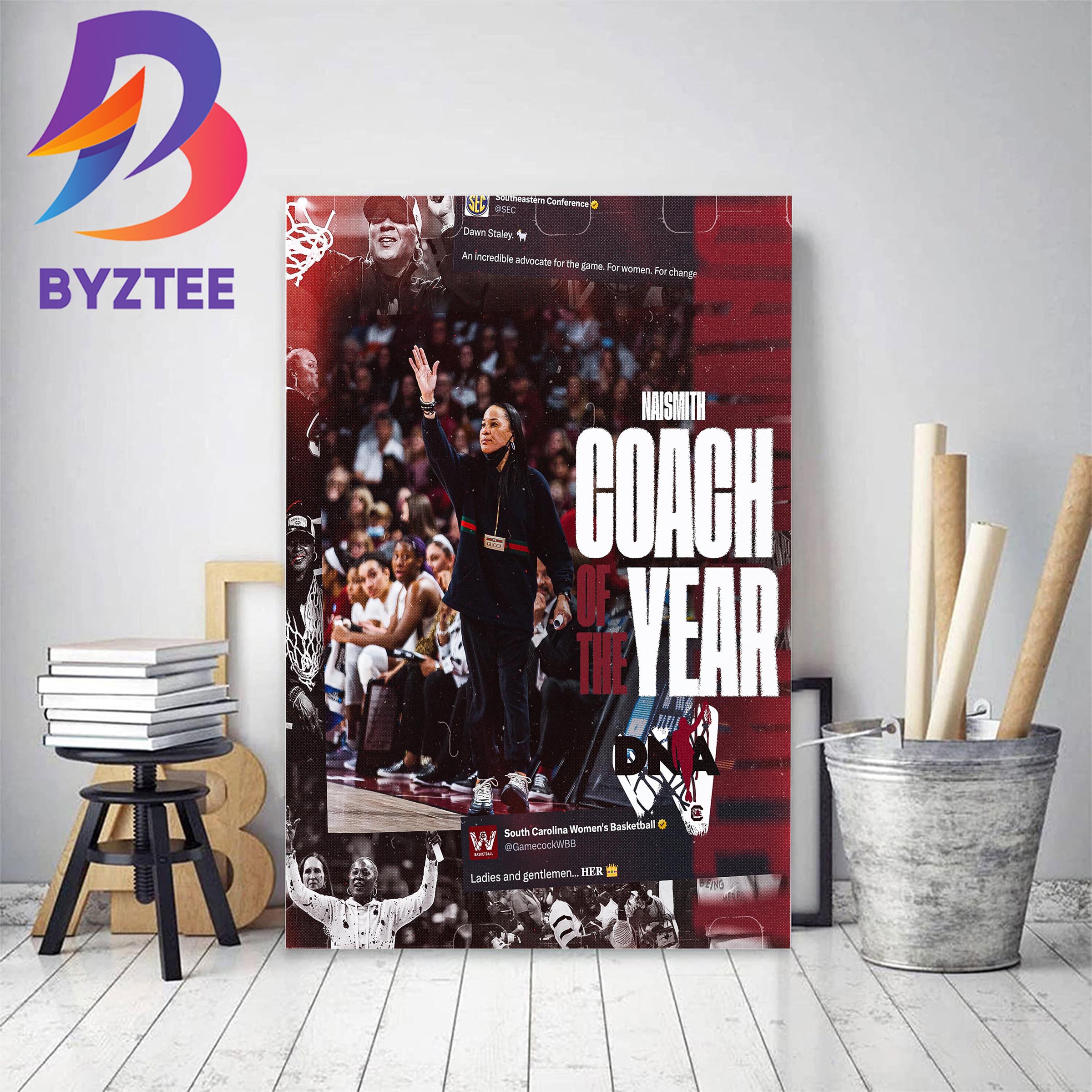 Dawn Staley Winner 2023 Naismith Coach Of The Year Decor Poster Canvas -  Byztee