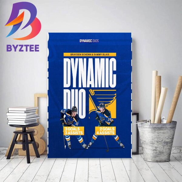 Dynamic Duo Brayden Schenn And Sammy Blais Of St Louis Blues NHL Decor Poster Canvas