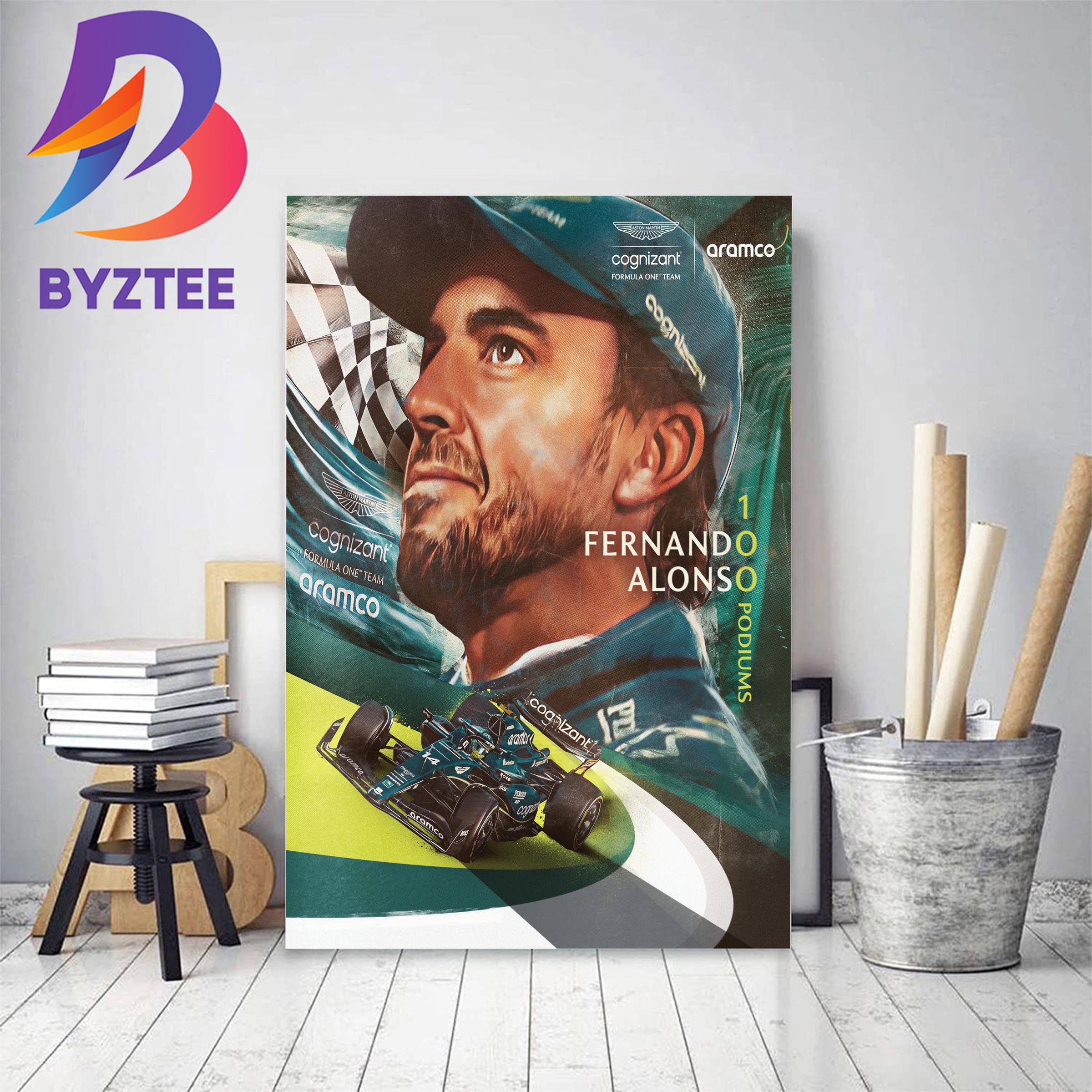 Fernando Alonso 100 F1 Podiums Decor Poster Canvas - Byztee