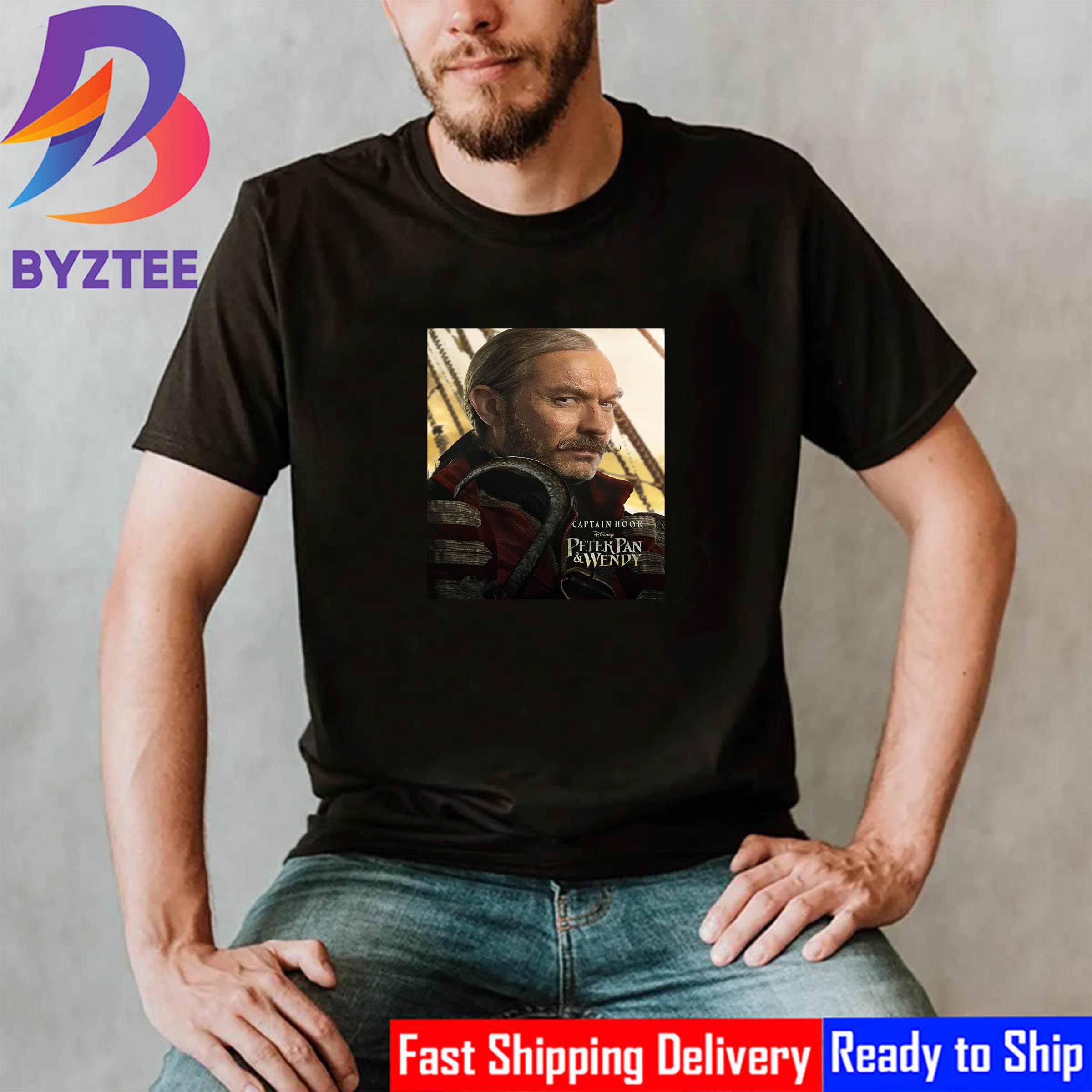 Jude Law As Captain Hook In Peter Pan And Wendy Of Disney Shirt - Byztee