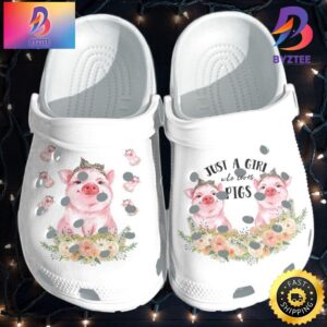 Just A Girl Loves Pig Flowers Mothers Day Birthday For Pig Lovers Crocs Crocband Clog