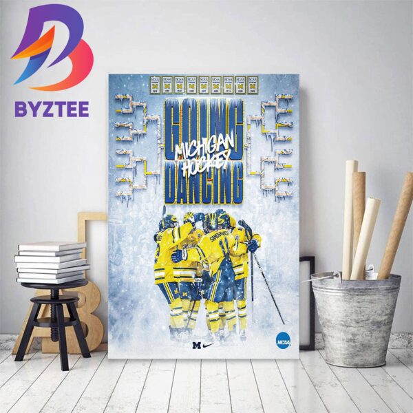 Michigan Hockey Going Dancing NCAA Hockey Decor Poster Canvas