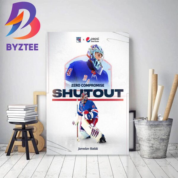 NHL New York Rangers Zero Compromise Shutout Jaroslav Halak Decor Poster Canvas