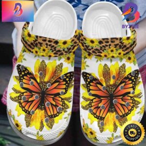 Pretty Sunflower Butterfly Croc Shoes For Mother Day Sunflower Breas Meaningful Crocs Crocband Clog