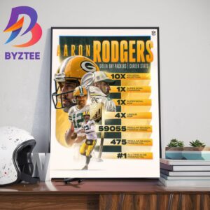 Aaron Rodgers Career Stats Green Bay Packers In NFL Decor Poster Canvas
