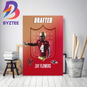 Baltimore Ravens Select Boston College WR Zay Flowers In The 2023 NFL Draft Home Decor Poster Canvas