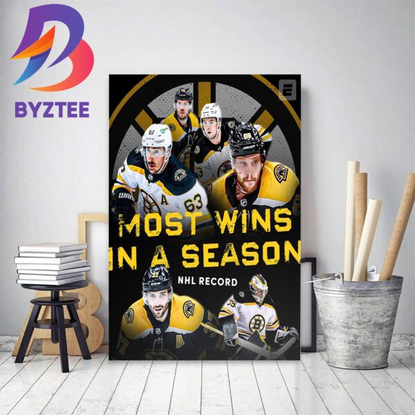 Boston Bruins Most Wins In A Season In NHL Record With 63 Decor Poster Canvas