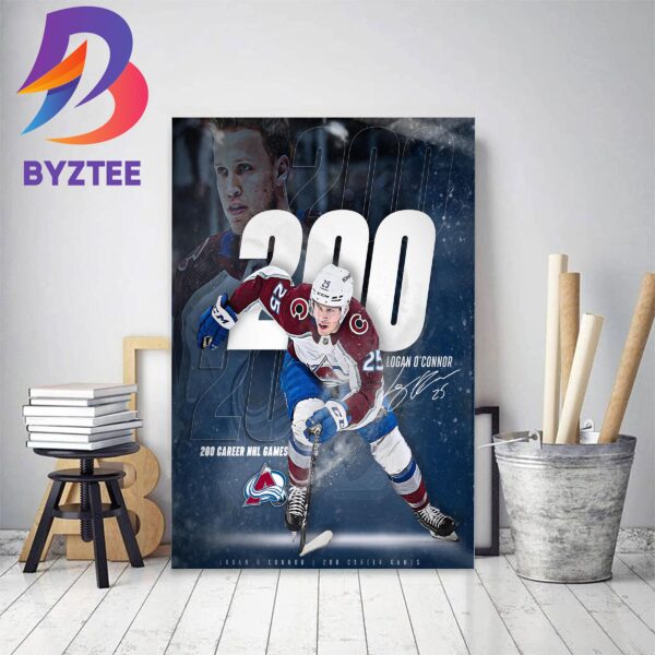 Colorado Avalanche Logan OConnor 200th Career NHL Games Decor Poster Canvas