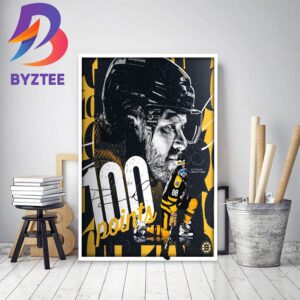 David Pastrnak 100 Points With Boston Bruins In NHL Decor Poster Canvas
