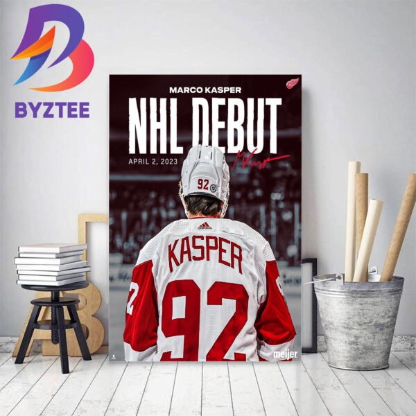 Detroit Red Wings Marco Kasper NHL Debut Decor Poster Canvas