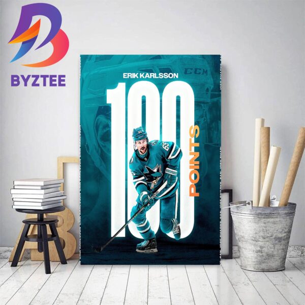 Erik Karlsson Defenseman To Hit 100 Points Decor Poster Canvas