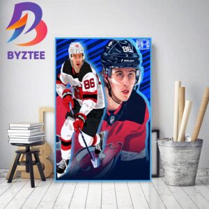 Jack Hughes Sets New Devils Record with 97 Points in Single Season Decor Poster Canvas