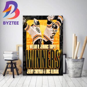 Jeremy Swayman And Linus Ullmark Are William M. Jennings Trophy Winners Decor Poster Canvas