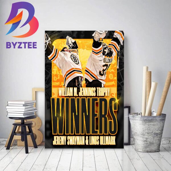 Jeremy Swayman And Linus Ullmark Are William M. Jennings Trophy Winners Decor Poster Canvas