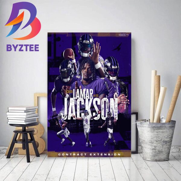 Lamar Jackson Contract Extension Baltimore Ravens Home Decor Poster Canvas