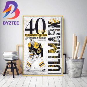 Linus Ullmark Most Wins In Boston Bruins History Decor Poster Canvas