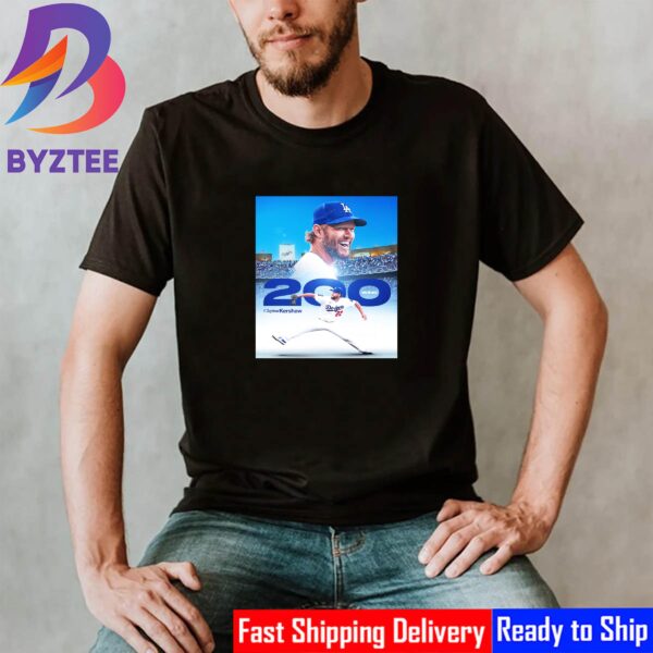 Los Angeles Dodgers Clayton Kershaw 200 Career Wins In MLB Unisex T-Shirt