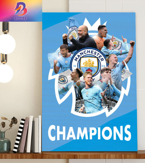 Manchester City Crowned 2022-23 Premier League Champions Decor Poster Canvas