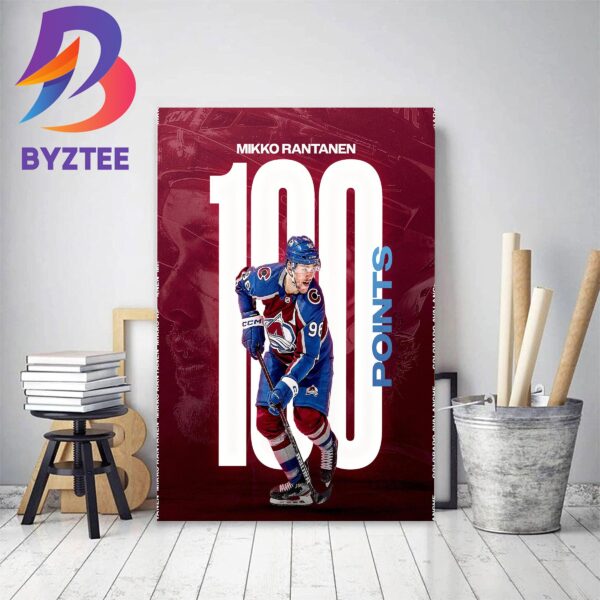 Mikko Rantanen 100 Points On The NHL Season Decor Poster Canvas