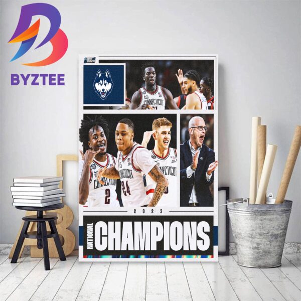 NCAA Mens Basketball 2023 National Champions Are UConn Huskies Decor Poster Canvas