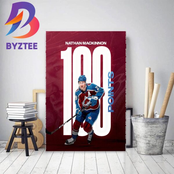 Nathan MacKinnon 100 Points This NHL Season With Colorado Avalanche Decor Poster Canvas