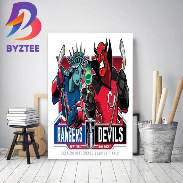 New York Rangers Vs New Jersey Devils 2023 Eastern Conference Quarter Finals Decor Poster Canvas