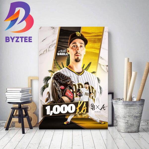 San Diego Padres Blake Snell 1000 KS In MLB Decor Poster Canvas