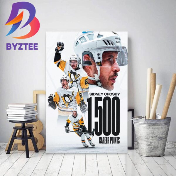 Sidney Crosby 1500 Career Points Decor Poster Canvas