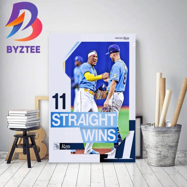 Tampa Bay Rays 11 Straight Wins In MLB Decor Poster Canvas