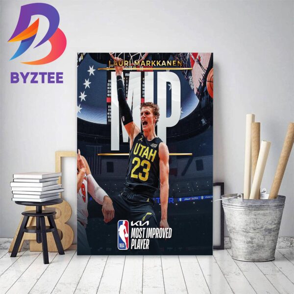 The 2022-23 Kia NBA Most Improved Player Is Lauri Markkanen Decor Poster Canvas