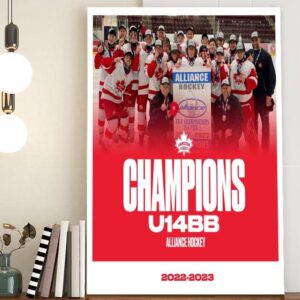 The U14BB Hamilton Huskies Becoming The 2022-23 Alliance Hockey Champions Decor Poster Canvas