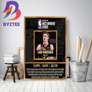 Utah Jazz Forward Lauri Markkanen Is The 2022-23 Kia NBA Most Improved Player Decor Poster Canvas