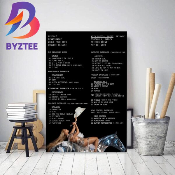 Beyonce Renaissance World Tour Concert Setlist Home Decor Poster Canvas