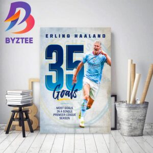 Erling Haaland Is The Most Premier League Goals In A Single Season Home Decor Poster Canvas