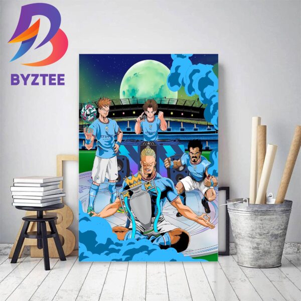 Manchester City Win The Premier League 2022-2023 Home Decor Poster Canvas
