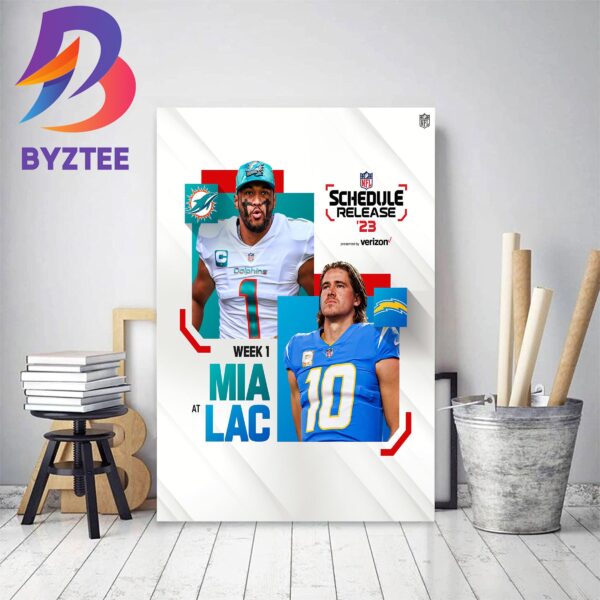 Miami Dolphins Vs Los Angeles Chargers In 2023 NFL Schedule Release Home Decor Poster Canvas