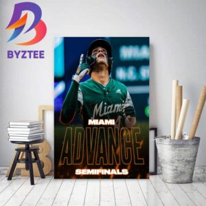 Miami Hurricanes Baseball Advance Semifinals Home Decor Poster Canvas