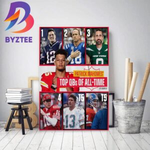 Patrick Mahomes II Is Top QBs Of All-Time In NFL Home Decor Poster Canvas