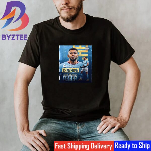 Riyad Mahrez And Manchester City 2022-2023 Premier League Champions Shirt