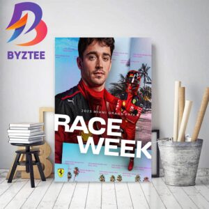 Scuderia Ferrari 2023 Miami Grand Prix F1 Race Week Official Poster Home Decor Poster Canvas