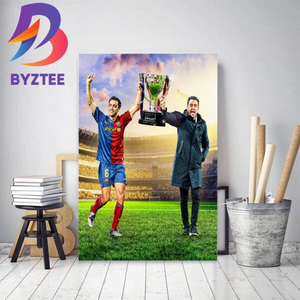 Xavi Won La Liga As A Barcelona Player And Manager Home Decor Poster Canvas
