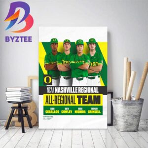 2023 NCAA Nashville Regional All Region Team For Oregon Duck Baseball Home Decor Poster Canvas