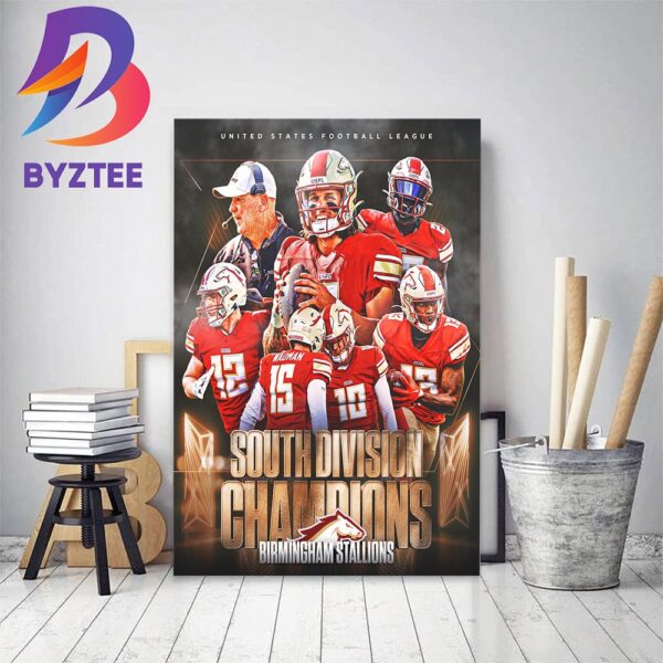 Birmingham Stallions Back-To-Back USFL South Division Champions 2023 Home Decor Poster Canvas